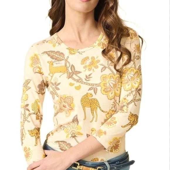 J.McLaughlin animal print signature top cheetah bird - Picture 1 of 4